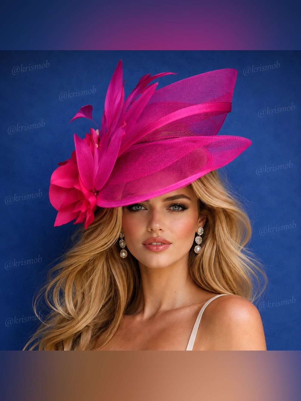 Kentucky Derby KY Oaks Fuchsia Hot Pink  Fascinator Hat